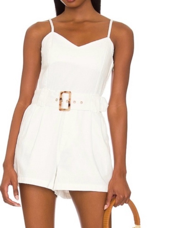 Show Me Your MuMu Pants - Show Me Your MuMu White Denim Sleeveless Belted Romper